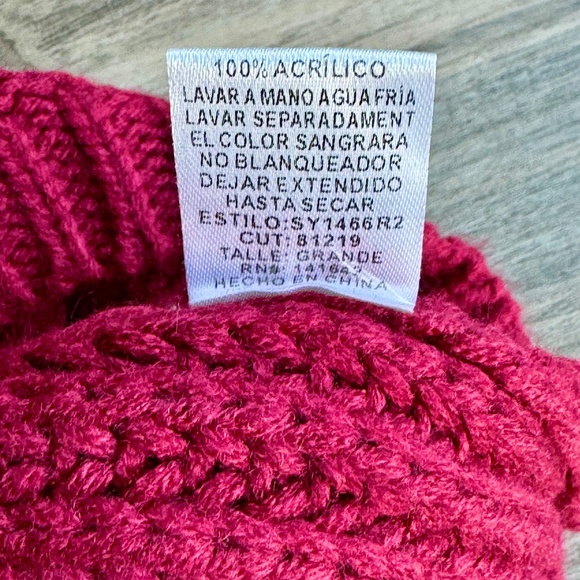 She + Sky Mock Neck Sleeveless Drop Shoulder Cable Sweater Vest Burgundy Size L - Picture 6 of 10